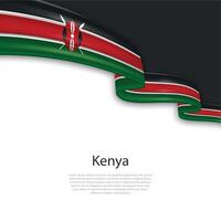 Waving ribbon with flag of Kenya vector