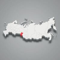 Omsk region location within Russia 3d map vector