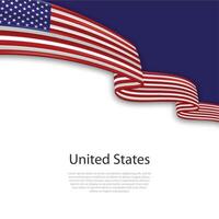 Waving ribbon with flag of United States vector