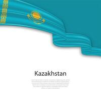 Waving ribbon with flag of Kazakhstan vector