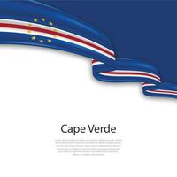 Waving ribbon with flag of Cape Verde vector
