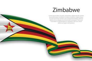 Abstract Wavy Flag of Zimbabwe on White Background vector