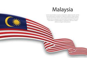 Abstract Wavy Flag of Malaysia on White Background vector