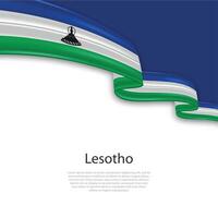 Waving ribbon with flag of Lesotho vector