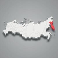 Kamchatka región ubicación dentro Rusia 3d mapa vector
