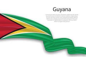 resumen ondulado bandera de Guayana en blanco antecedentes vector