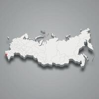 karachay-cherkesia región ubicación dentro Rusia 3d mapa vector