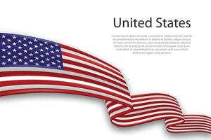 Abstract Wavy Flag of United States on White Background vector