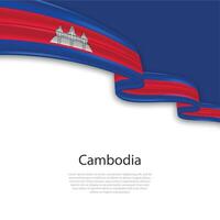 Waving ribbon with flag of Cambodia vector