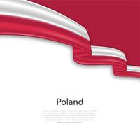 Waving ribbon with flag of Poland vector