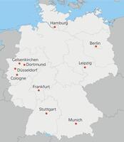 mapa de Alemania con fútbol torneo 2024 anfitrión ciudades vector