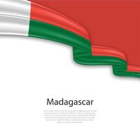 Waving ribbon with flag of Madagascar vector