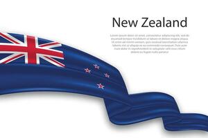 Abstract Wavy Flag of New Zealand on White Background vector