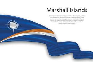 Abstract Wavy Flag of Marshall Islands on White Background vector