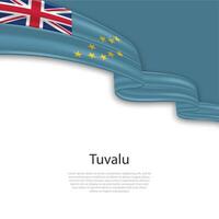 Waving ribbon with flag of Tuvalu vector