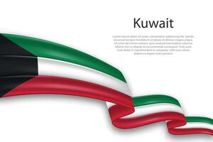 Abstract Wavy Flag of Kuwait on White Background vector