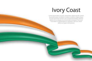 Abstract Wavy Flag of Ivory Coast on White Background vector