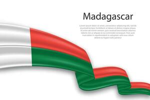 Abstract Wavy Flag of Madagascar on White Background vector