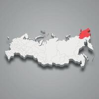 Chukotka region location within Russia 3d map vector