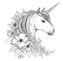 Unicorn fabulous animal sketch hand drawn in doodle style illustration vector