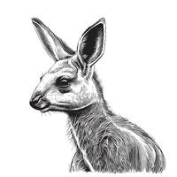 Kangaroo portrait sketch hand drawn in doodle style illustration vector