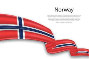 Abstract Wavy Flag of Norway on White Background vector