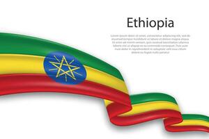 Abstract Wavy Flag of Ethiopia on White Background vector