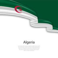 Waving ribbon with flag of Algeria vector