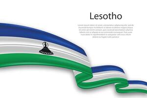 Abstract Wavy Flag of Lesotho on White Background vector