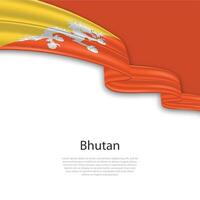 Waving ribbon with flag of Bhutan vector