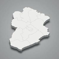 3d isometric map of Kasserine is a Governorate of Tunisia vector