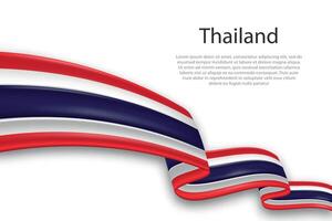 Abstract Wavy Flag of Thailand on White Background vector