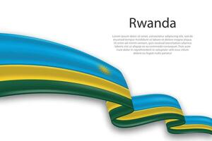 Abstract Wavy Flag of Rwanda on White Background vector