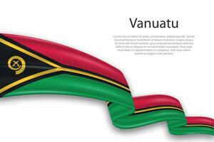 Abstract Wavy Flag of Vanuatu on White Background vector