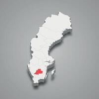 Jonkoping region location within Sweden 3d map vector