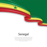 Waving ribbon with flag of Senegal vector