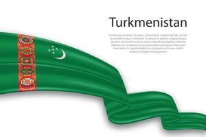 Abstract Wavy Flag of Turkmenistan on White Background vector