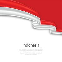 Waving ribbon with flag of Indonesia vector