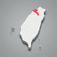 Taoyuan division location within Taiwan 3d map vector