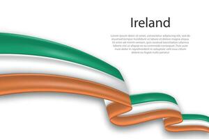 Abstract Wavy Flag of Ireland on White Background vector