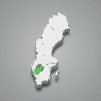 Vastergotland historical province location within Sweden 3d map vector