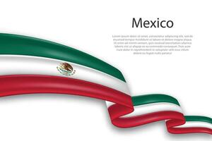 Abstract Wavy Flag of Mexico on White Background vector