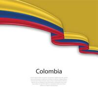 Waving ribbon with flag of Colombia vector