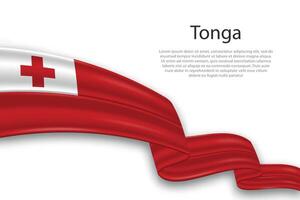 Abstract Wavy Flag of Tonga on White Background vector