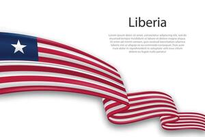 Abstract Wavy Flag of Liberia on White Background vector