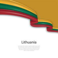 Waving ribbon with flag of Lithuania vector