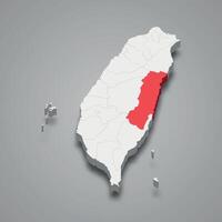 hualien condado división ubicación dentro Taiwán 3d mapa vector