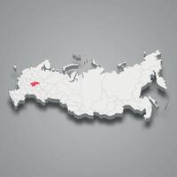 Nizhny Novgorod region location within Russia 3d map vector