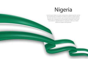 Abstract Wavy Flag of Nigeria on White Background vector