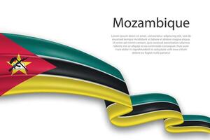 Abstract Wavy Flag of Mozambique on White Background vector